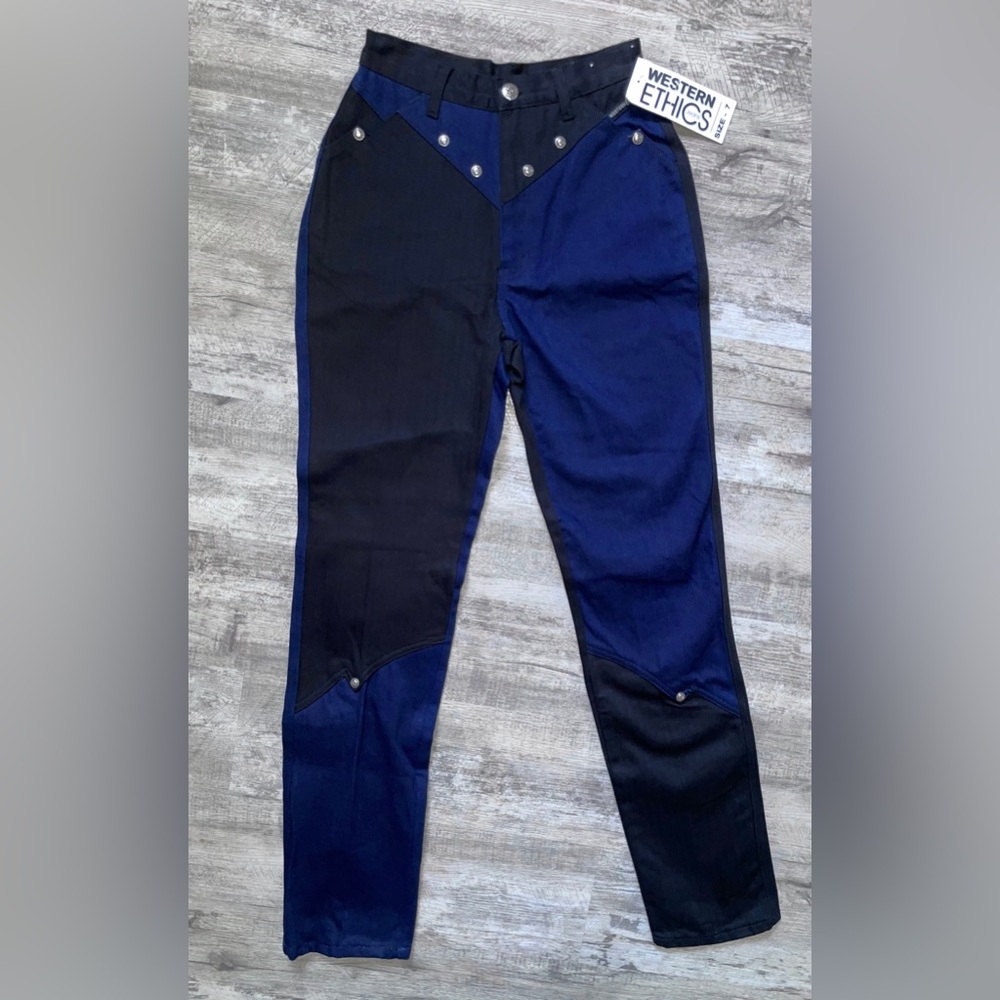 Vintage Western Ethics Black & Blue 2 Toned Jeans - New With Tags